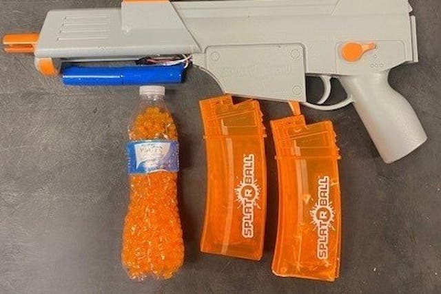 <p>A water gun recovered from the scene of a 2 June, 2022, altercation in Akron, Ohio, that left a teenager dead.</p>