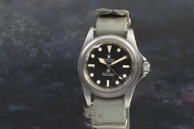 The rare Rolex 5513/5517 Military Submariner dive watch (Nick Brewster Art and Antiques/PA)