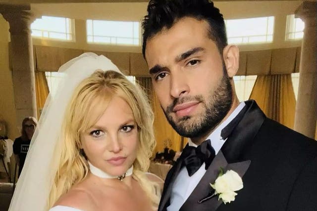 <p>Britney Spears married longtime boyfriend Sam Asghari at her home in Los Angeles on 9 June</p>
