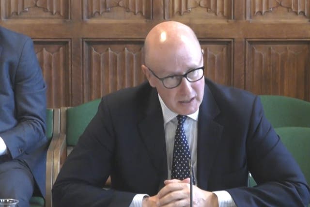 <p>Lord Geidt, Boris Johnson’s adviser on ministerial interests, giving evidence to the Commons public administration and constitutional affairs committee</p>