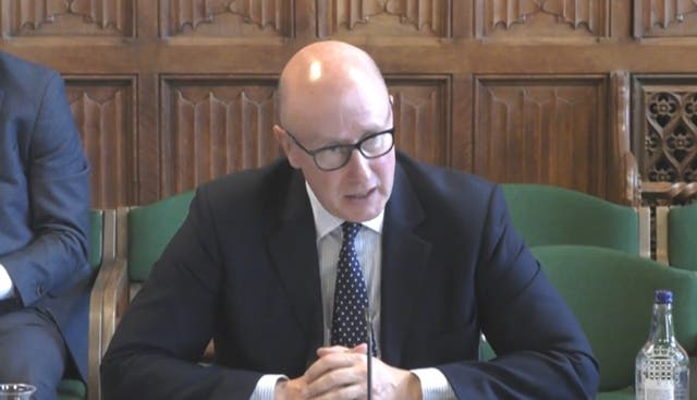 <p>Lord Geidt, Boris Johnson’s adviser on ministerial interests, giving evidence to the Commons Public Administration and Constitutional Affairs Committee (House of Commons/PA)</p>