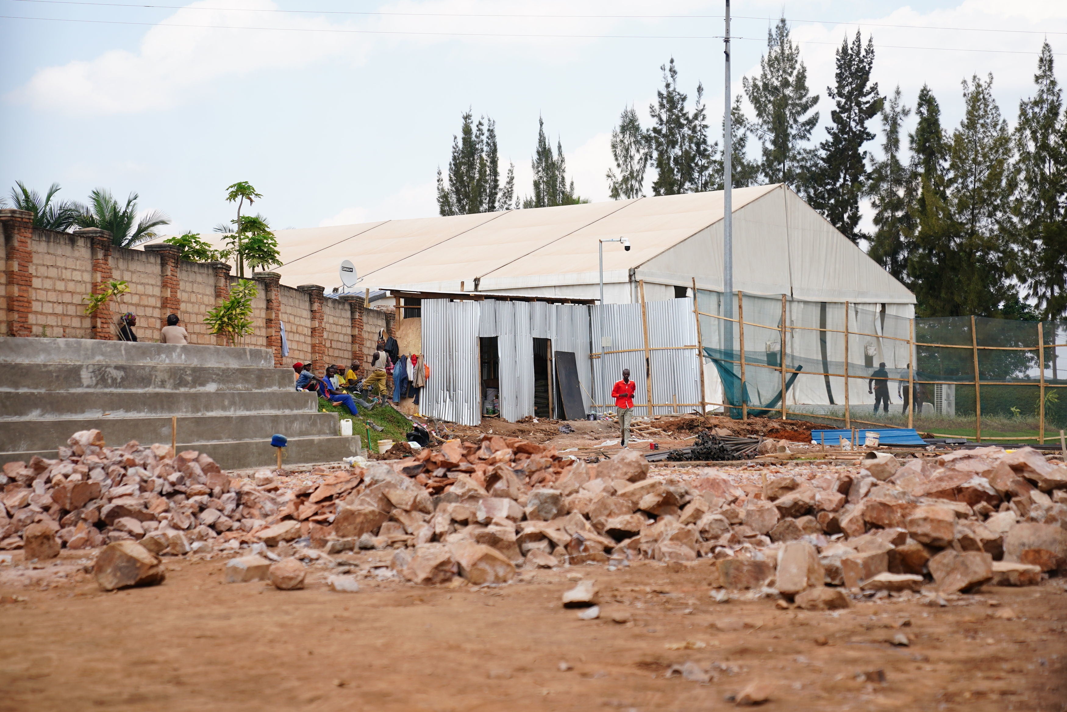 The processing tent next to Hope Hostel in Kigali, where migrants from the UK will be sent under the partnership