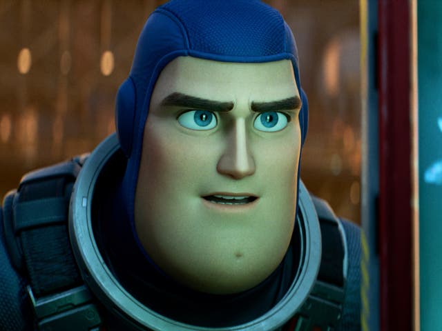 <p>Buzz Lightyear, voiced by Chris Evans, in a scene from the animated film ‘Lightyear'</p>