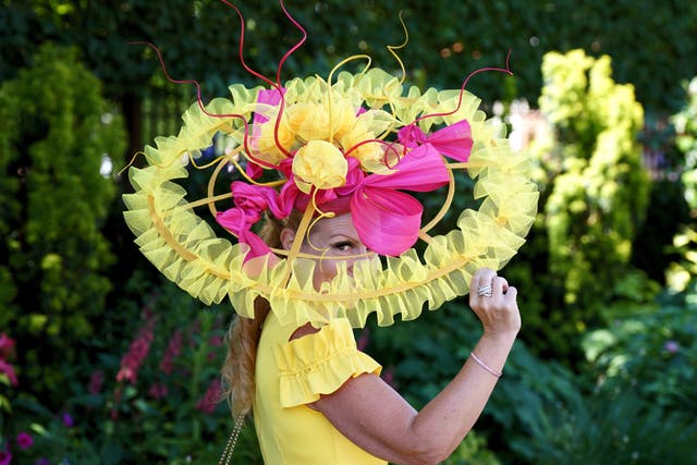 Vivienne Jenner poses in a hat at Royal Ascot (Aaron Chown/PA)