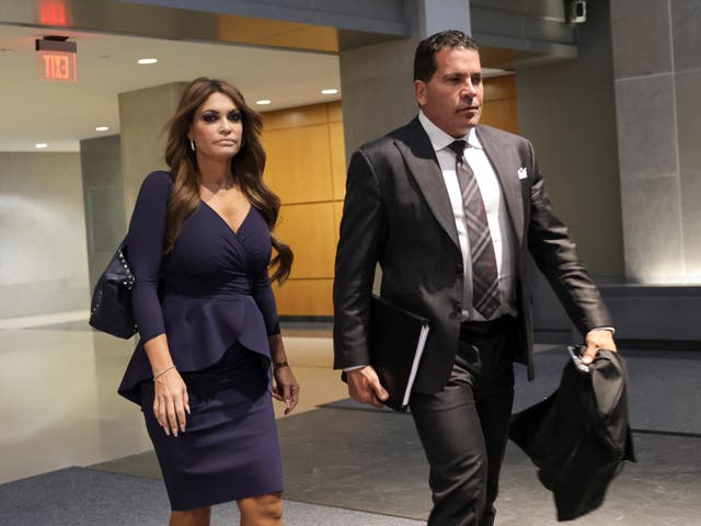 <p>Kimberly Guilfoyle leaves a meeting with the House Select Committee to Investigate the Jan 6 attack on 18 April in Washington DC</p>