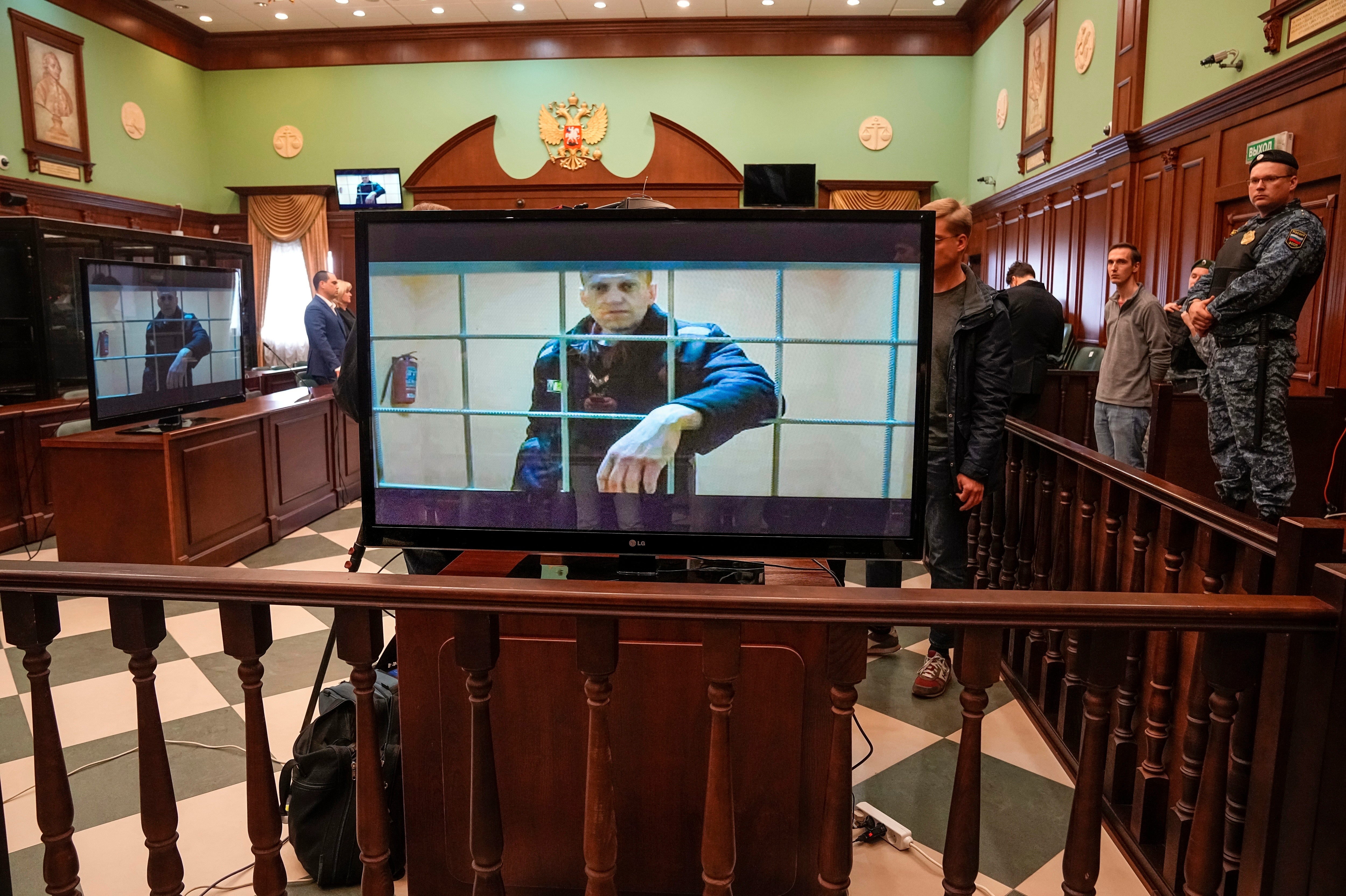 Navalny appears in court via video-link in May 2022