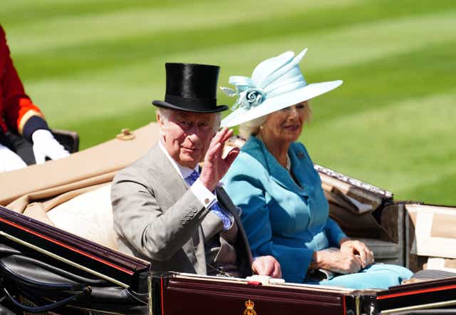 The Prince of Wales and the Duchess of Cornwall arrived by carriage during the Royal Procession ahead of day one of Royal Ascot (David Davies/PA)