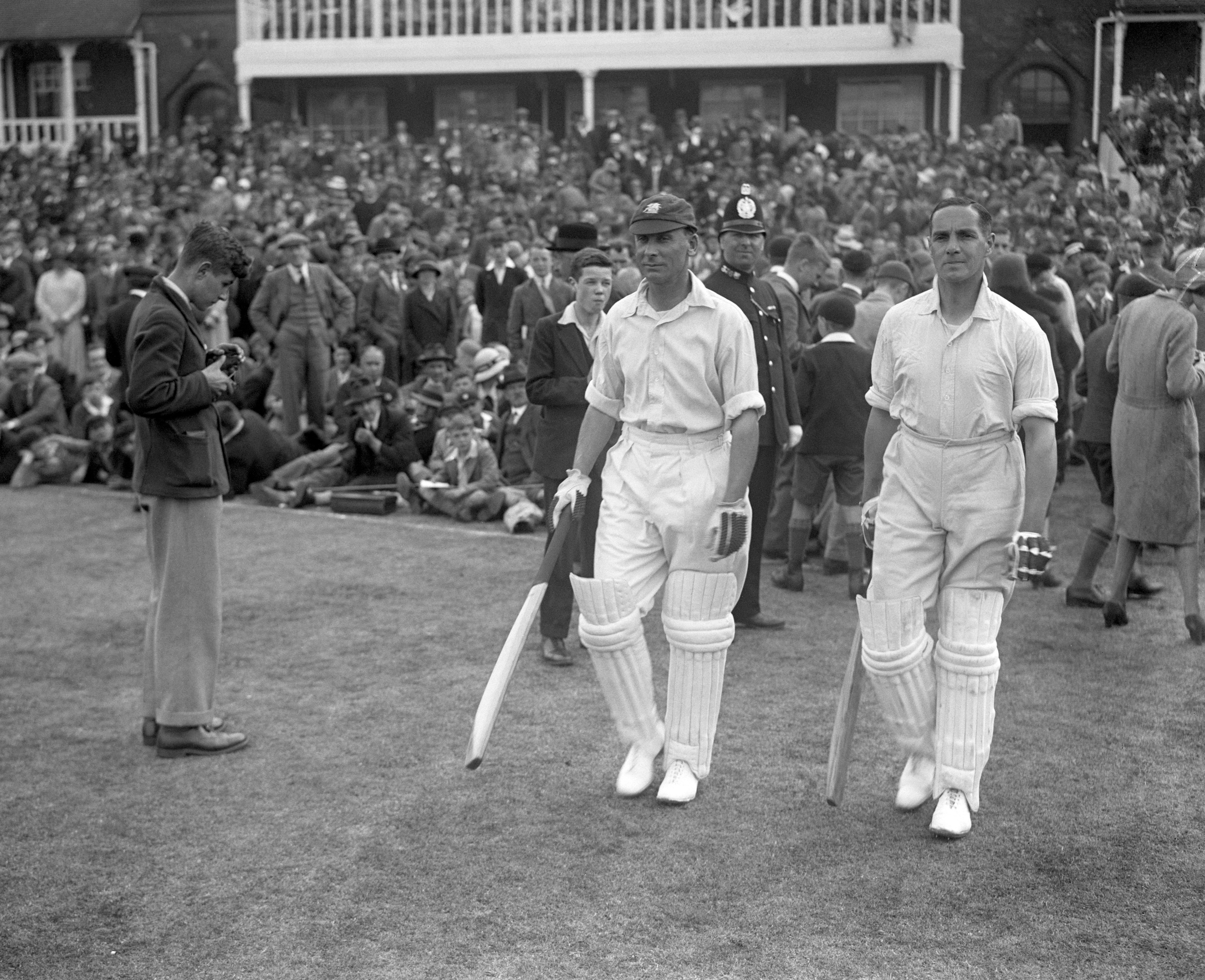 Herbert Sutcliffe (right) guided England to victory in the third Test at the MCG in 1928 (PA)