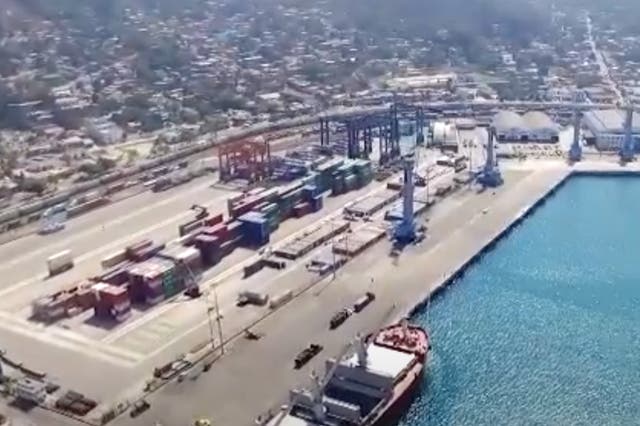 <p>The Port of Manzanillo in Colima, Mexico. Armed thieves stole 20 containers loaded with televisions and partially refined gold and silver ore from a private freight yard operating at the port on 5 June.</p>