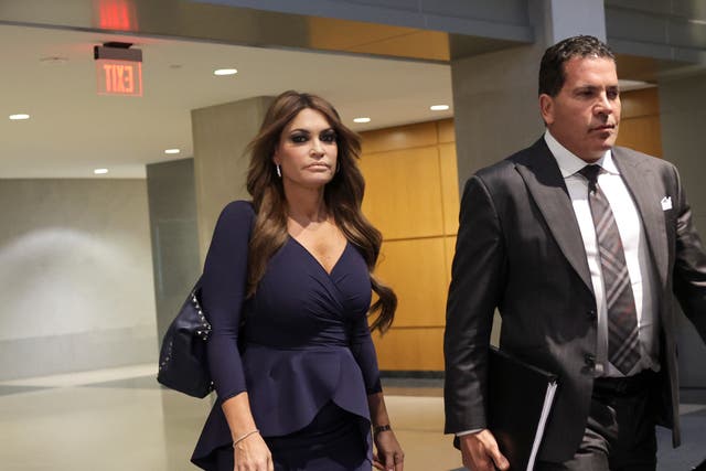 <p>Kimberly Guilfoyle, former member of the Trump presidential campaign, leaves a meeting with the House Select Committee to Investigate the January 6th Attack</p>