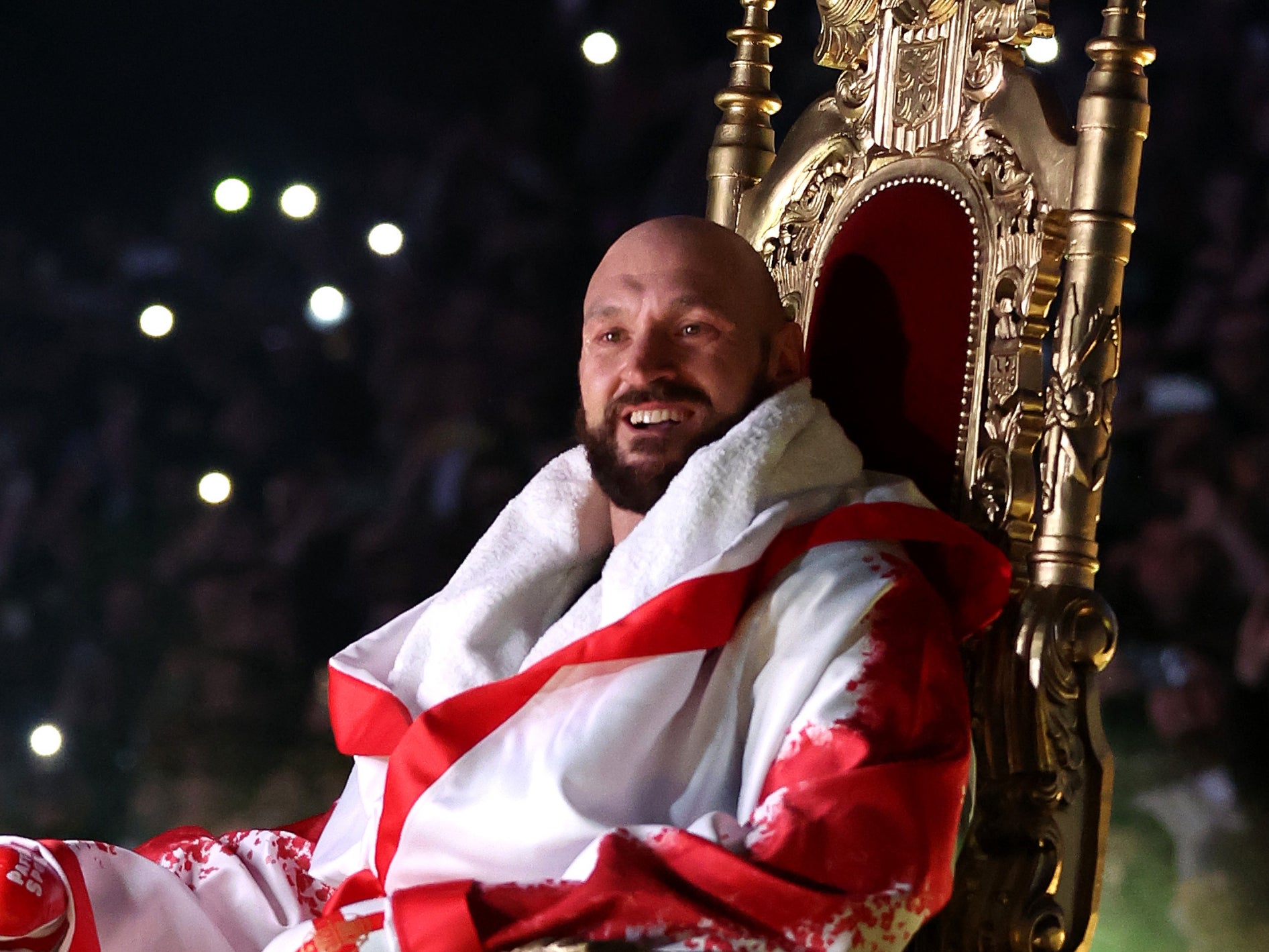 Tyson Fury on his way to the ring before his knockout of Dillian Whyte
