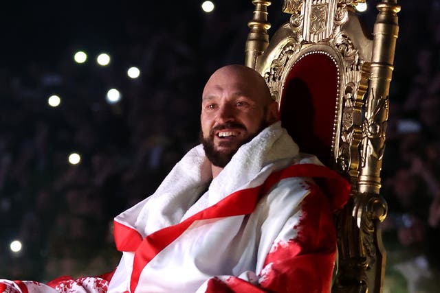 <p>Tyson Fury on his way to the ring before his knockout of Dillian Whyte</p>