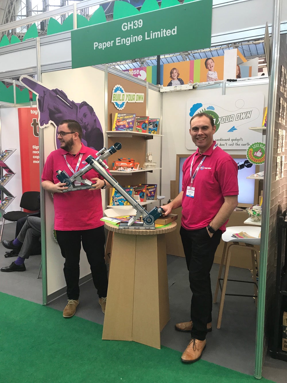 Paper Engine at their first toy fair with the Build Your Own kits (Collect/PA Real Life)