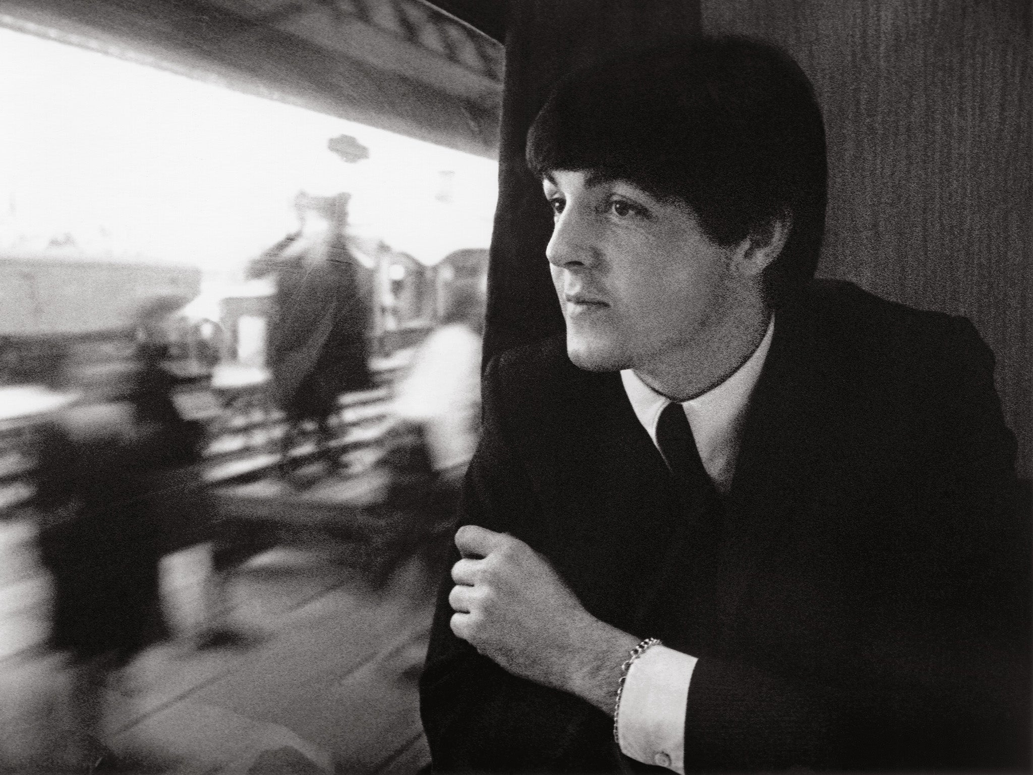 During the filming of ‘A Hard Day’s Night’ on a train leaving Paddington station in 1964