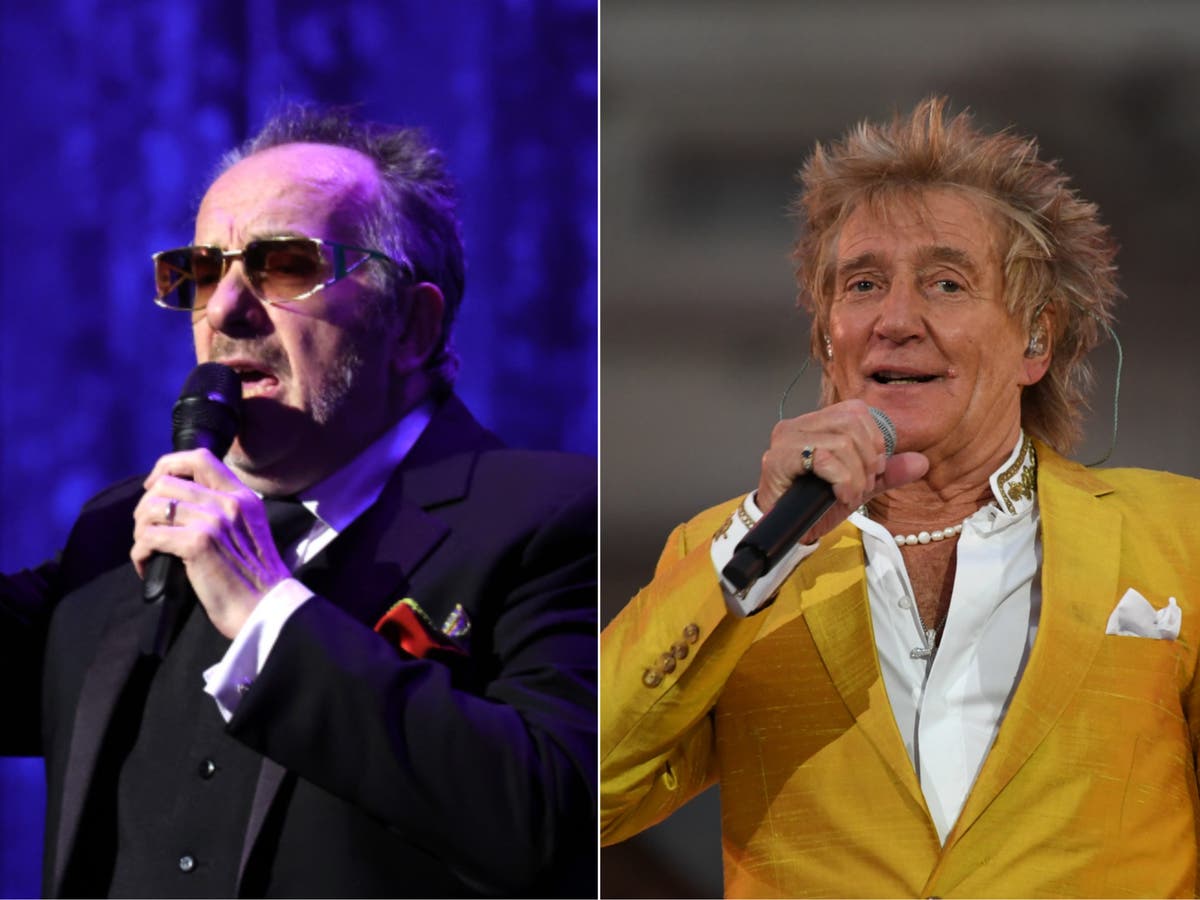Elvis Costello and Rod Stewart take jabs at each other over Jubilee concert and hair loss