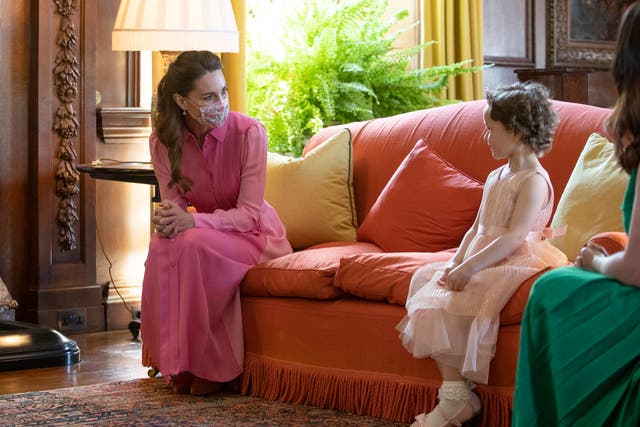 <p>Kate during her visit with Mila Sneddon in 2021</p>