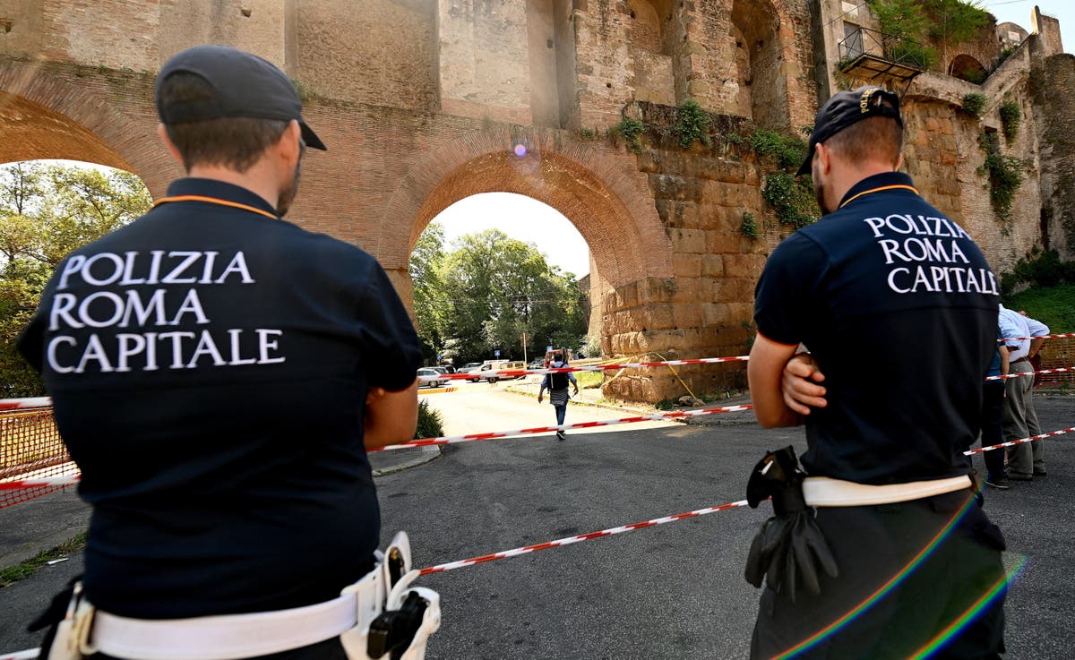 Fears grow over Rome’s historic ruins as part of third century gate falls off