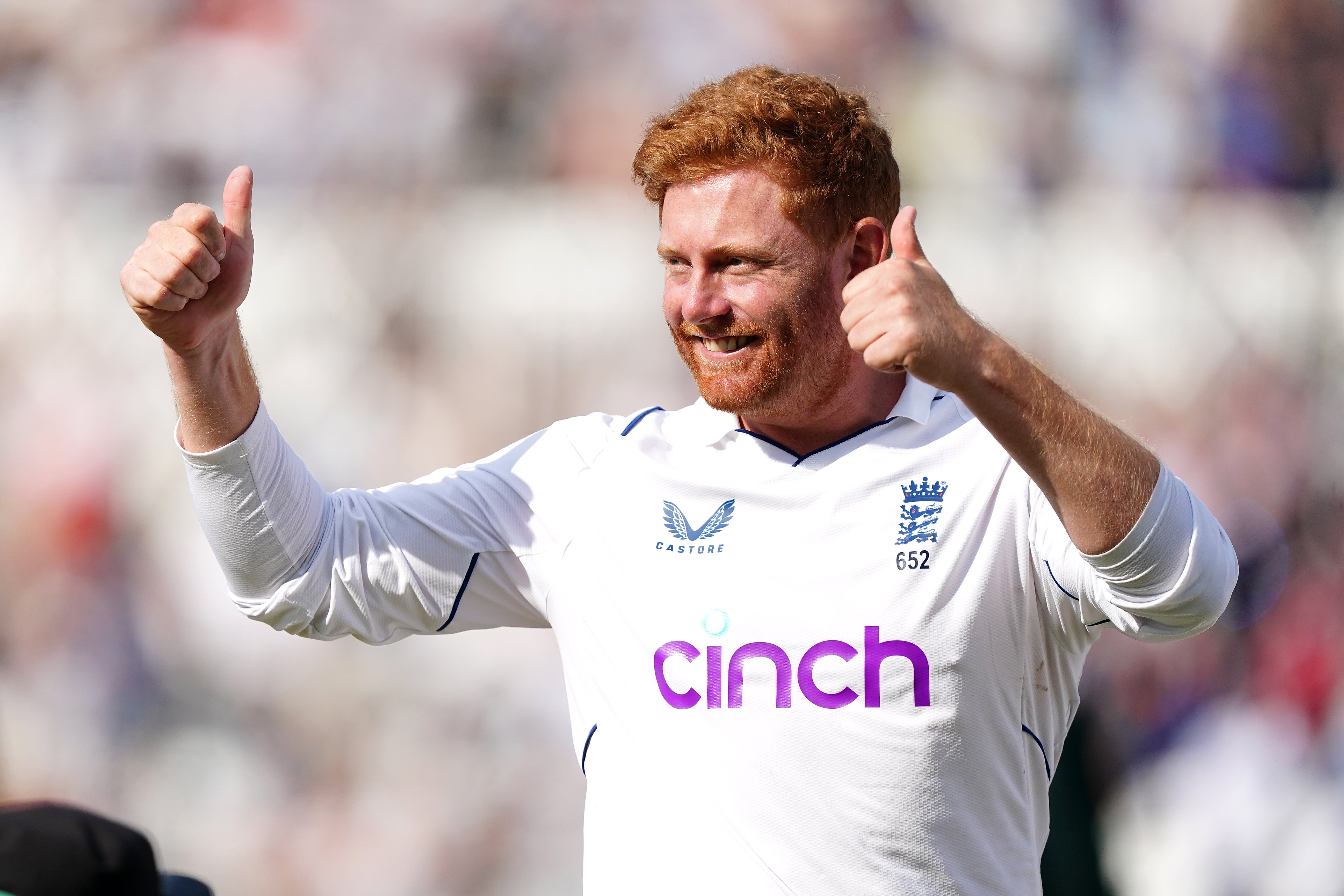 Bairstow salutes the crowd after his unbeaten 136 at Trent Bridge
