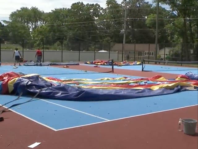 <p>The inflatable slide collapsed during an end of school year event</p>