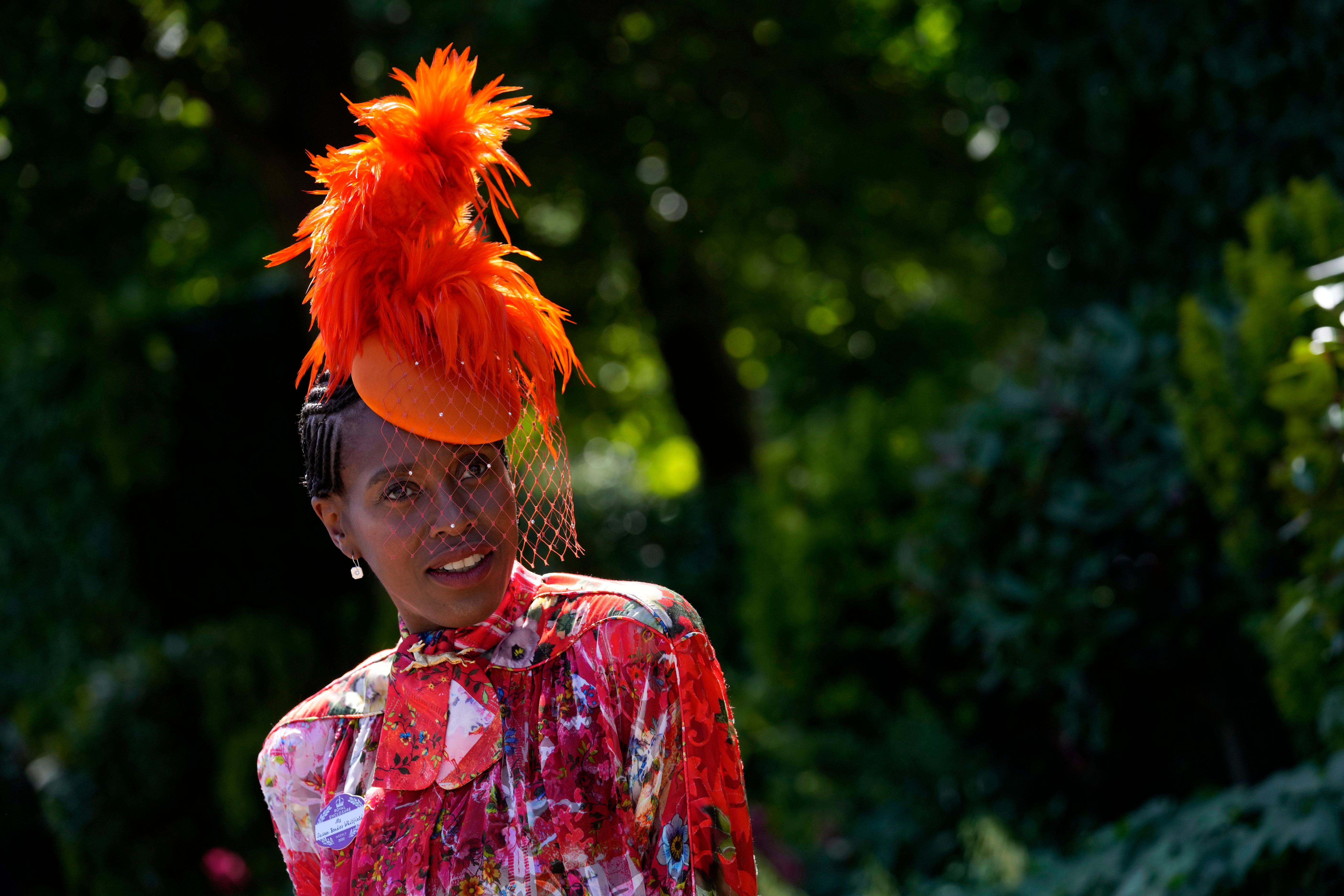 Susan Bender Whitfield arrives, on the second day of of the Royal Ascot horserace meeting