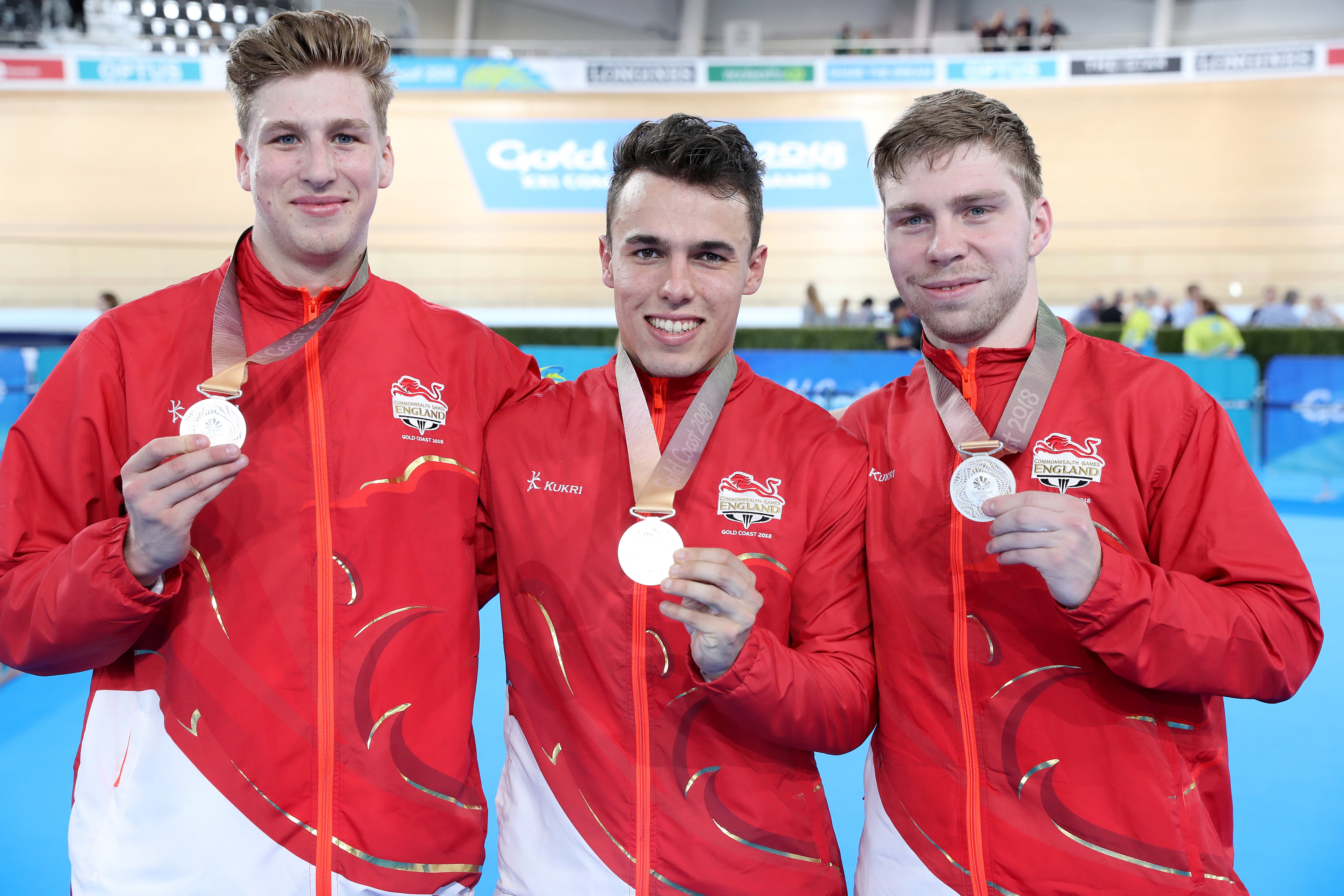 Joe Truman (left) was part of the silver medal-winning team pursuit squad at the Gold Coast Games (Martin Rickett/PA)