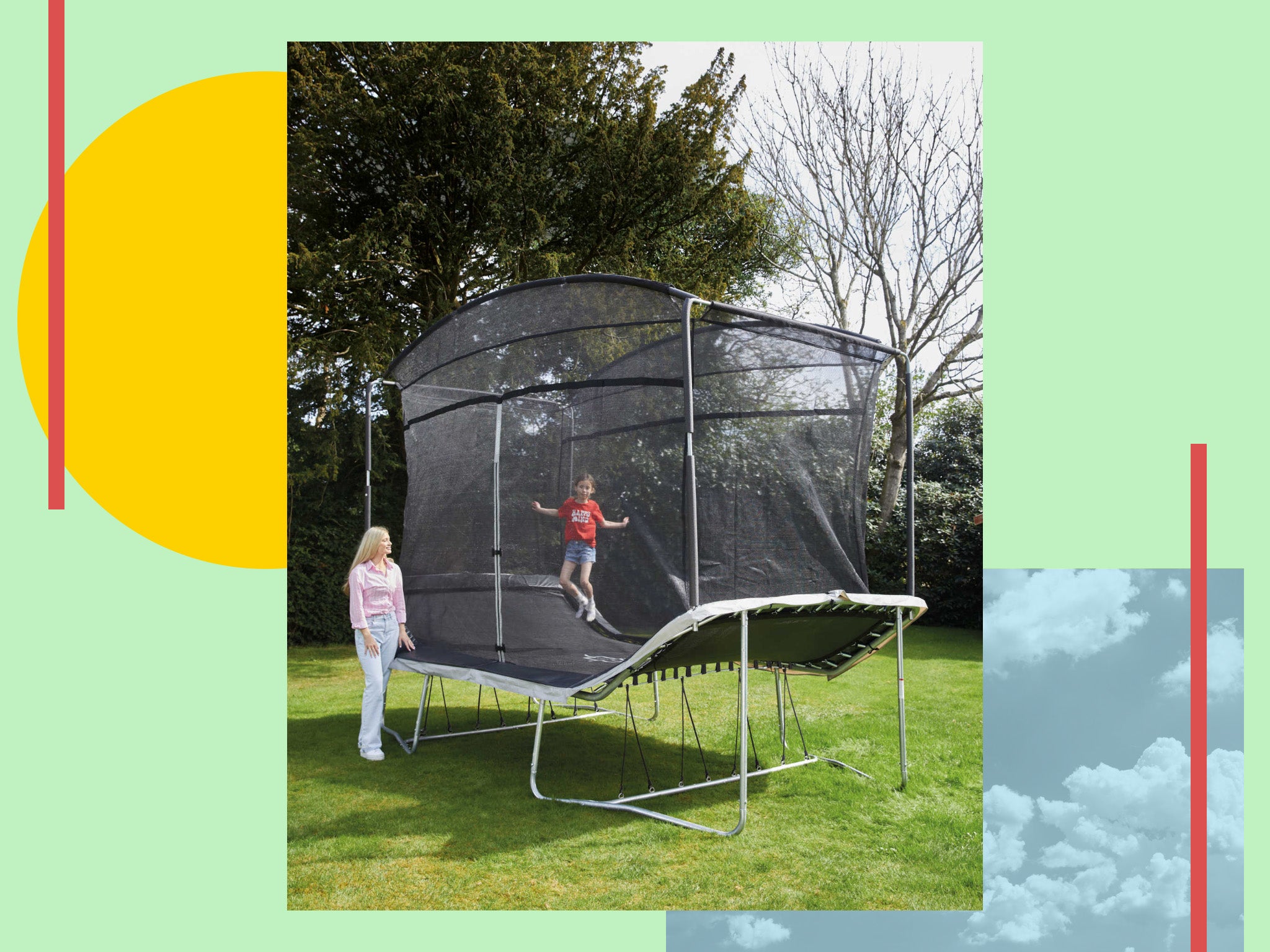 The budget trampoline is 14ft