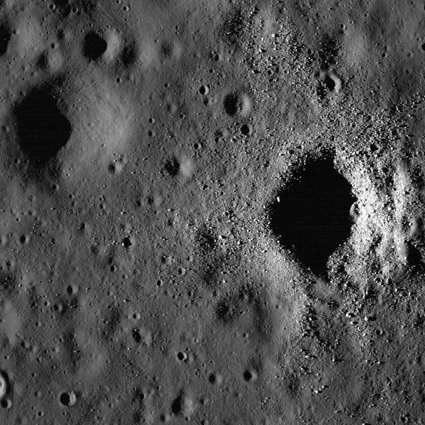 A crater in the “Sea of Storms” on the Moon