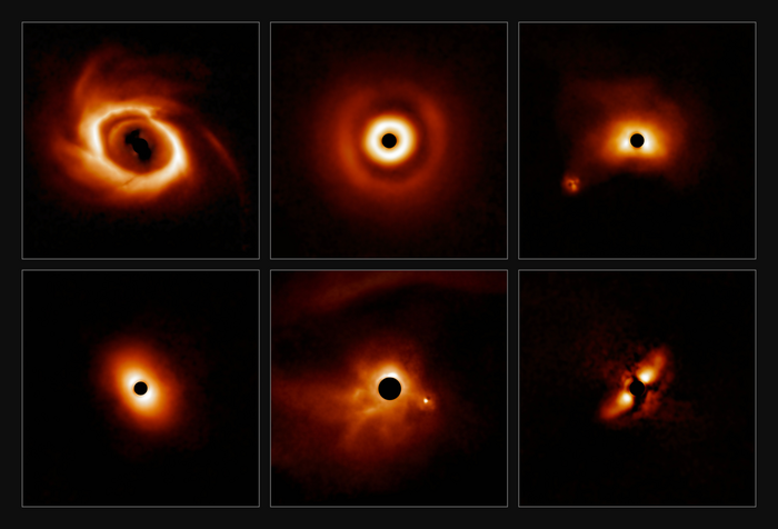 Images of massive stars with and their swirling disks of dust and gas, where planets could form