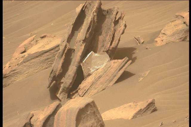 <p>Piece of thermal blanket on Mars </p>
