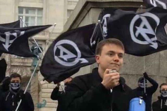 <p>Jack Renshaw at a National Action rally</p>