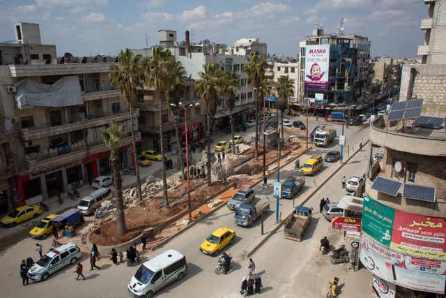 <p>March 2022 – a view from the market place in central Idlib city</p>
