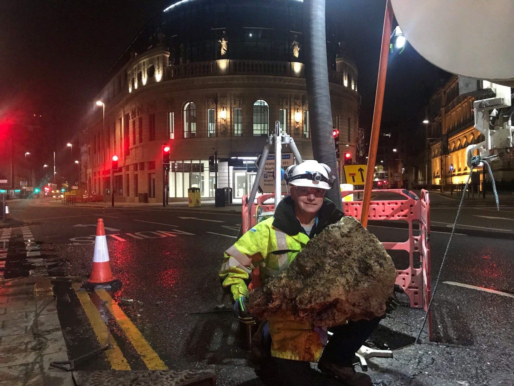 A section of fatberg being removed from a sewer