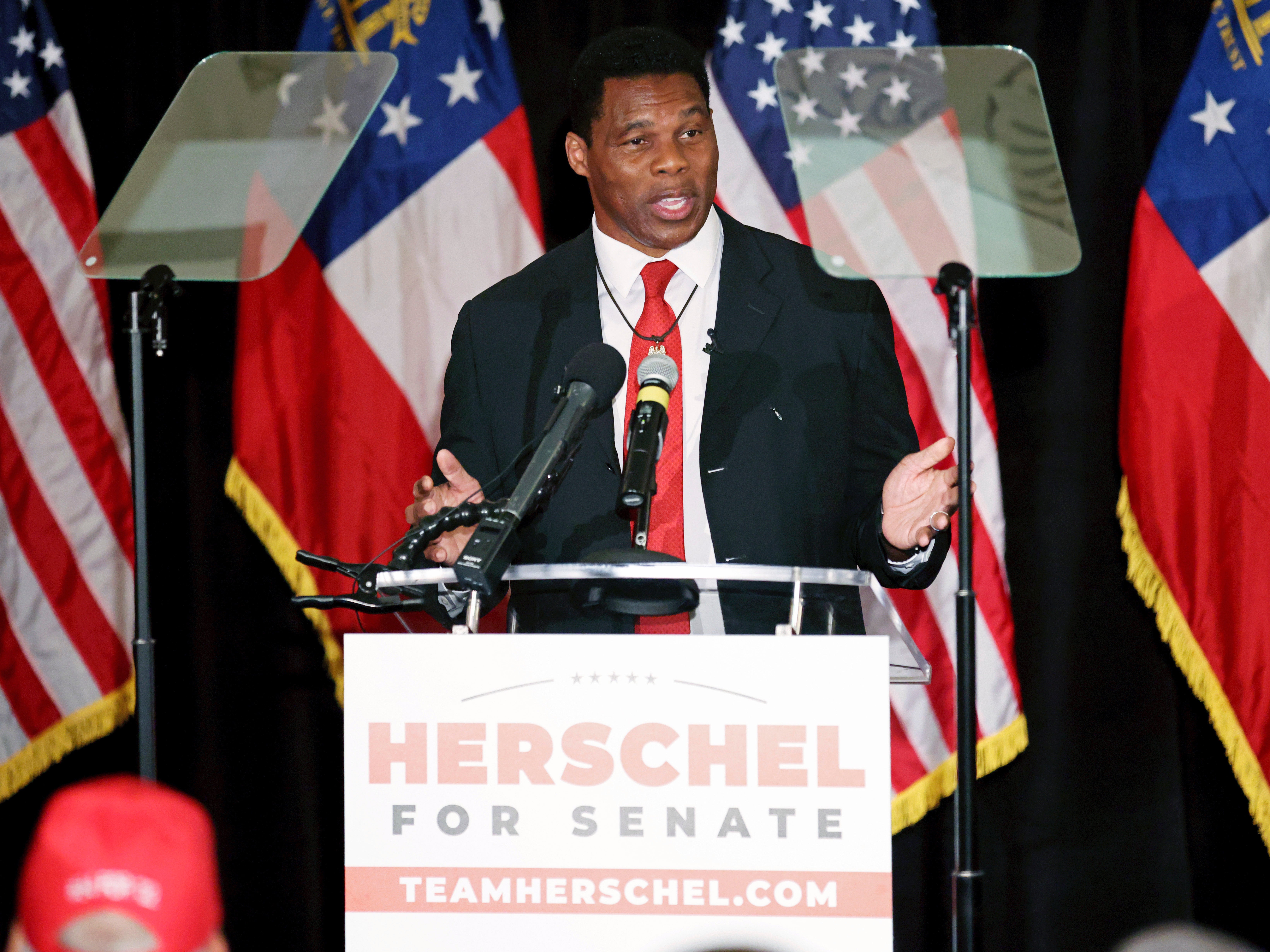 Herschel Walker speaking in May after winning the Republican primary
