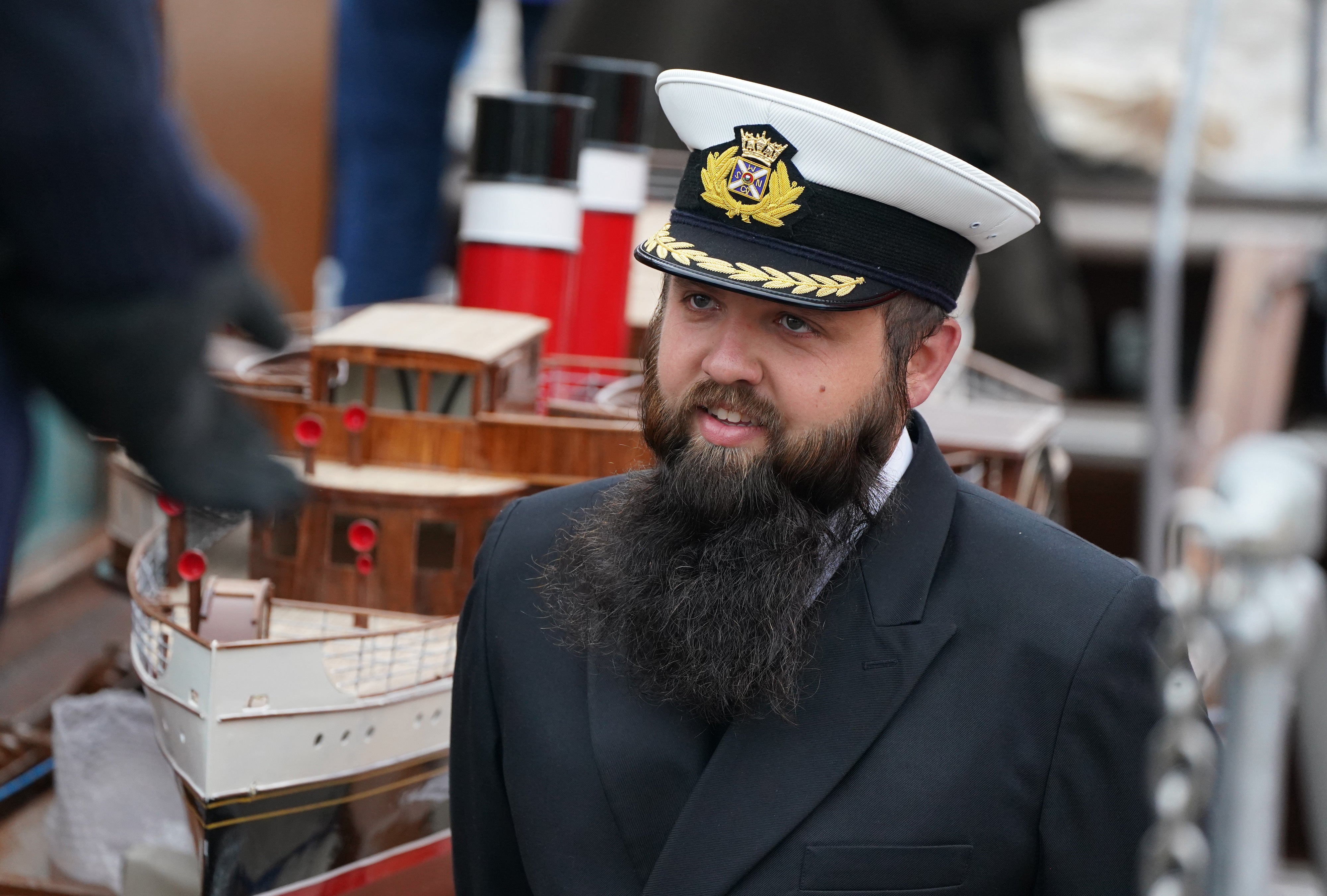 Captain Dominic McCall onboard the Waverley before it left Greenock (Andrew Milligan/PA)