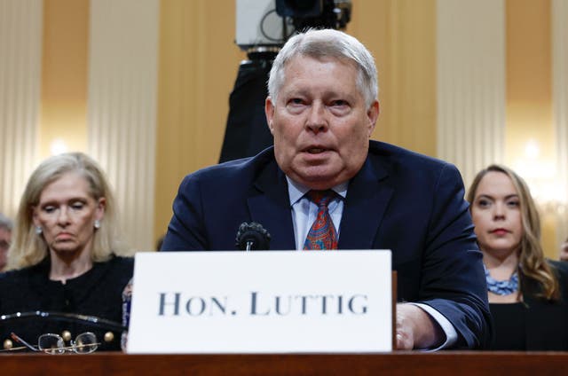 <p>J. Michael Luttig, former U.S. Court of Appeals judge for the Fourth Circuit, testifies before the House Select Committee</p>