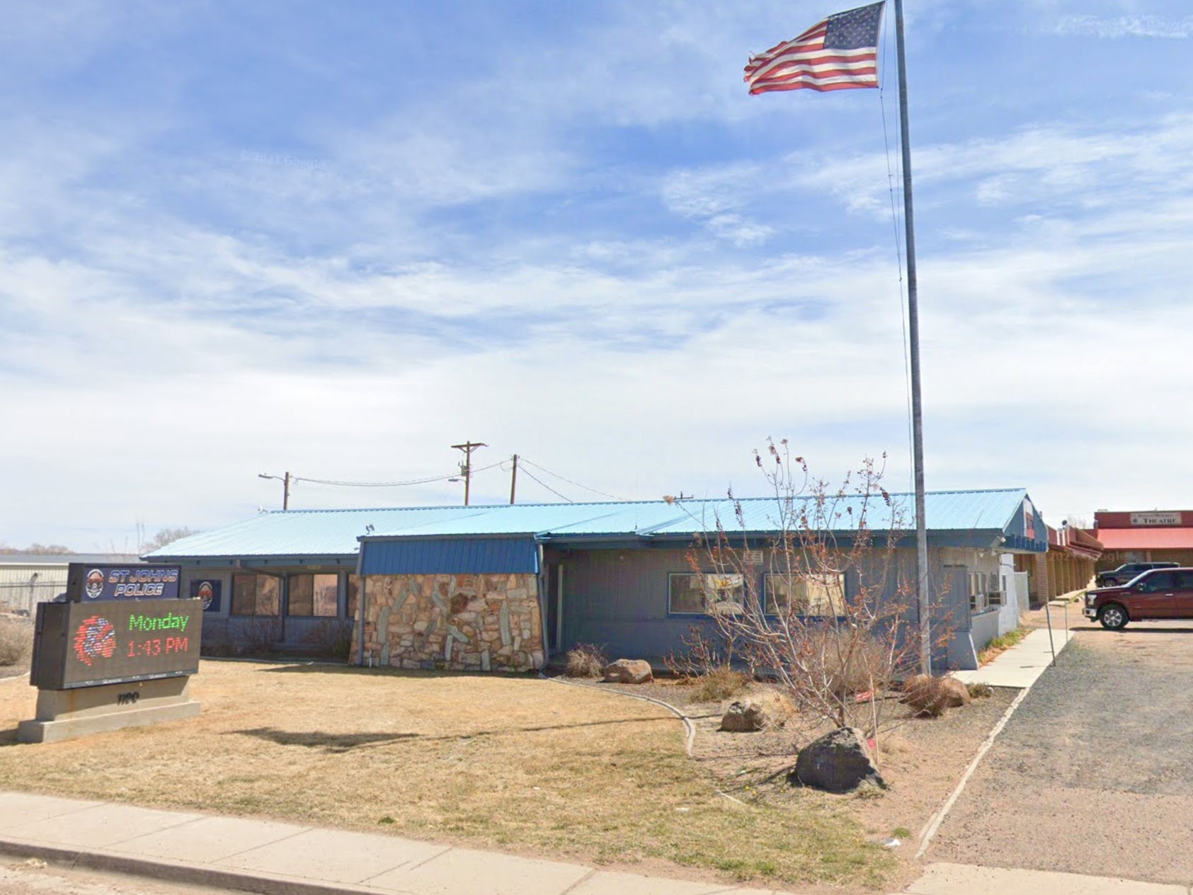 The St John’s Police Department office in St John’s, Arizona. A man in the town died after cell and internet service was knocked out for 48 hours due to criminal activity.