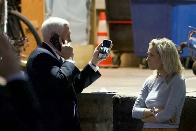 <p>A photo shows Mike Pence in a secure Capitol Hill location watching Donald Trump’s video praising rioters on January 6 2021</p>