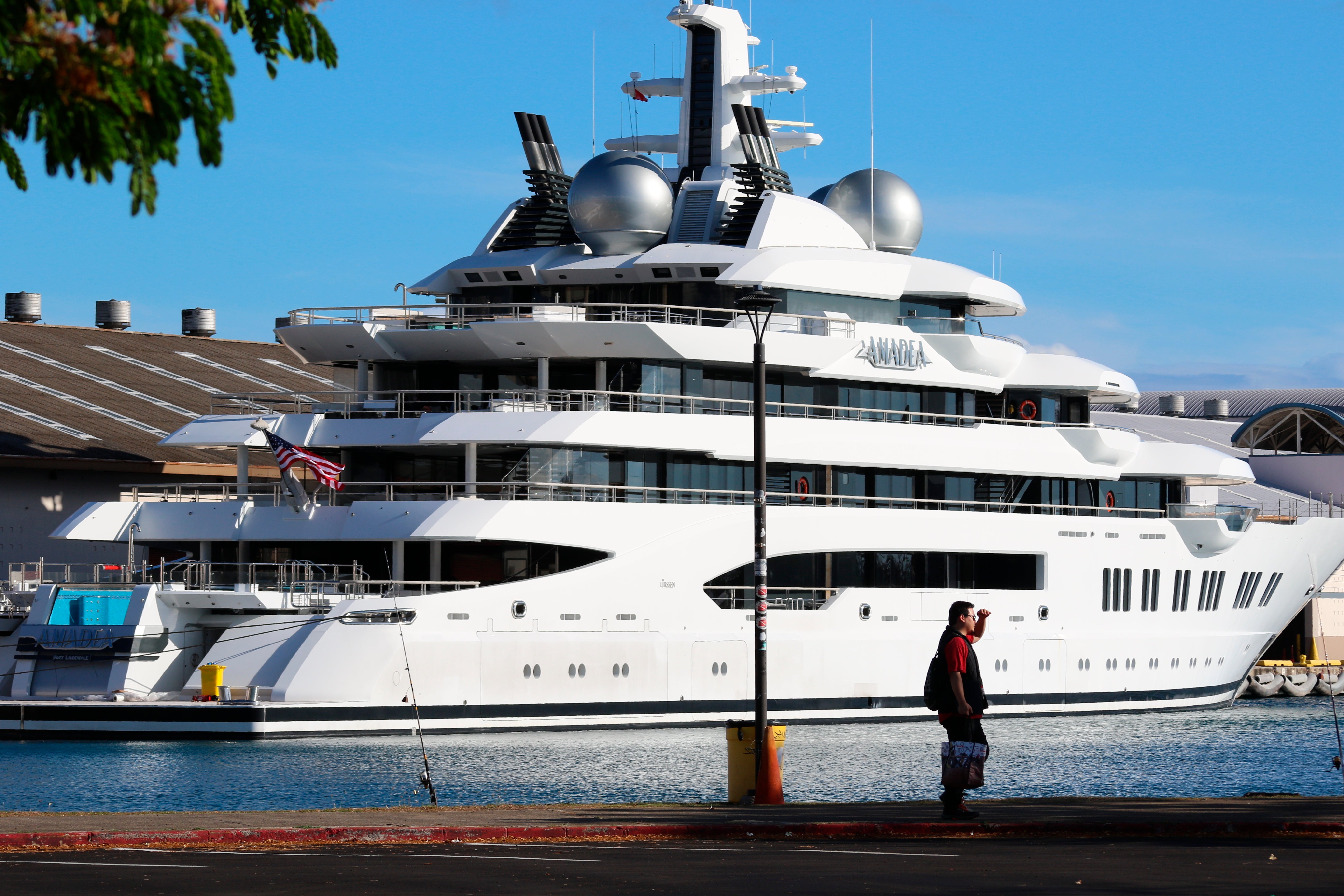 The super yacht Amadea in arrived in Honolulu Harbour on Thursday