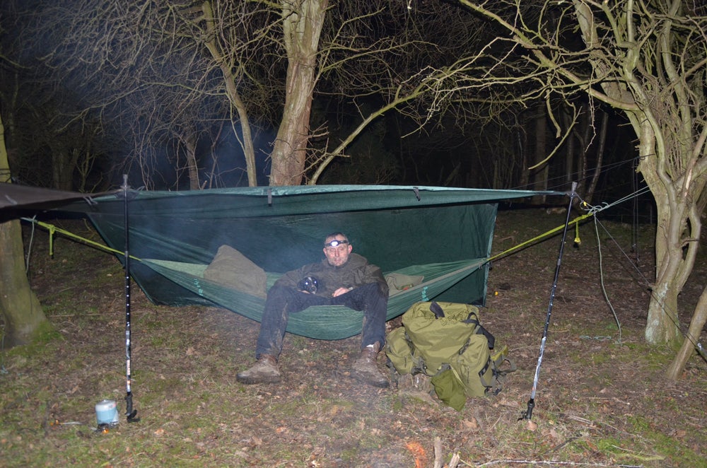 Ian in his bug out (emergency) camp, Dec 2014 (Collect/PA Real Life)