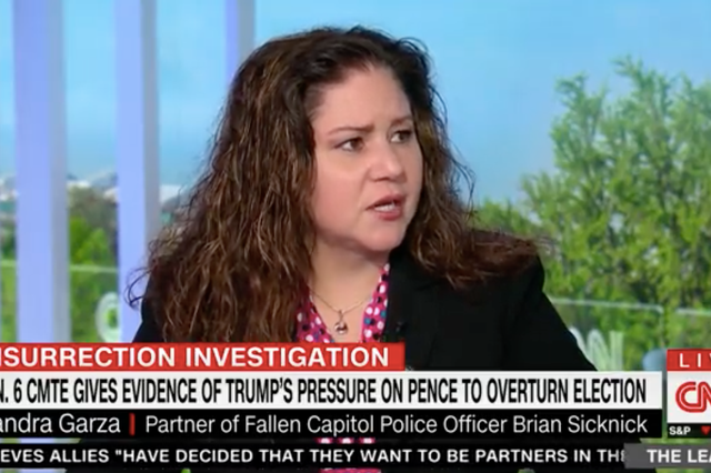 <p>Sandra Garza, the wife of Capitol officer Brian Sicknick, who died one day after the Jan 6 riot, tells CNN’s Jake Tapper that Ivanka Trump and her husband’s response to the violent insurrection was ‘absolutely despicable’ </p>