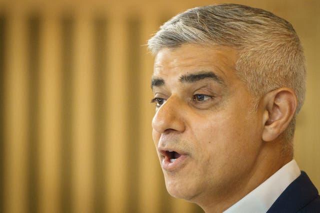 The Mayor of London, Sadiq Khan, makes a keynote speech on the need to rebuild public trust in policing in London (Dominic Lipinski/PA)