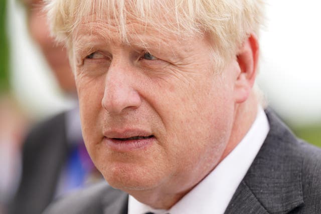 Prime Minister Boris Johnson at the National Memorial Arboretum in Alrewas, Staffordshire before a service to mark the 40th anniversary of the liberation of the Falkland Islands. Picture date: Tuesday June 14, 2022.