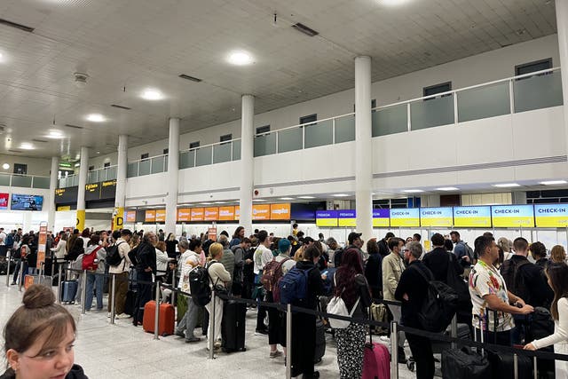 Airport queues have wreaked havoc for passengers again on Friday (Stephen Jones/PA)