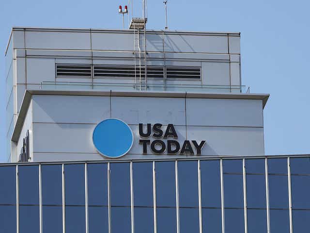 <p>The headquarters of USA Today owned by Gannett Co. is seen June 17, 2022 in McLean, Virginia</p>