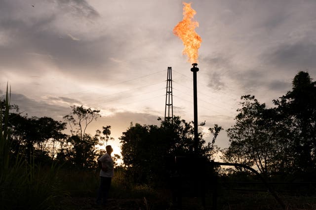 <p>A gas flare in Ecuador last month</p>