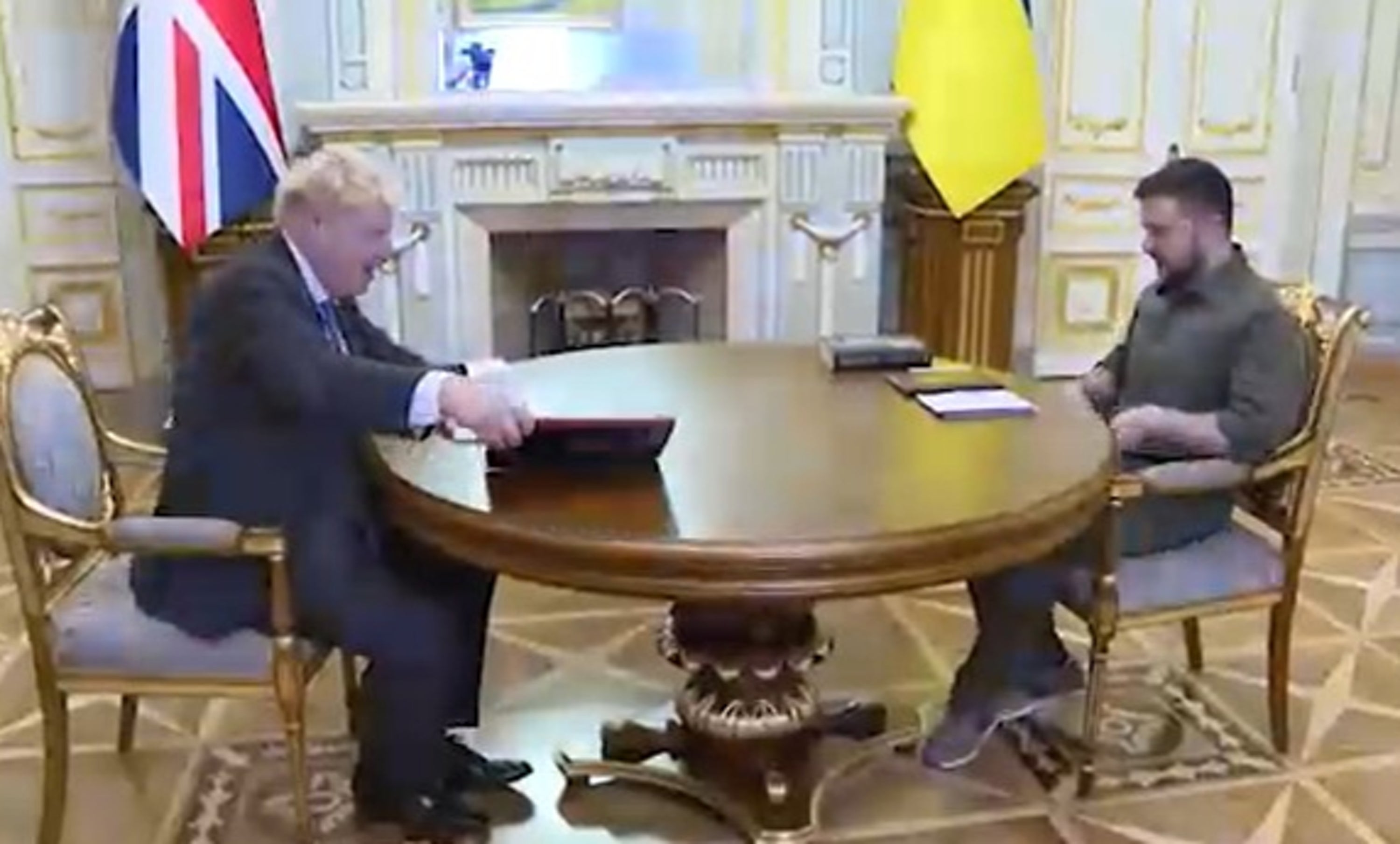 Boris Johnson and Volodymyr Zelensky during their meeting today