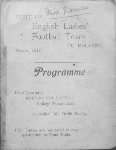 A programme for the Boxing Day match between England and Ireland in 1917