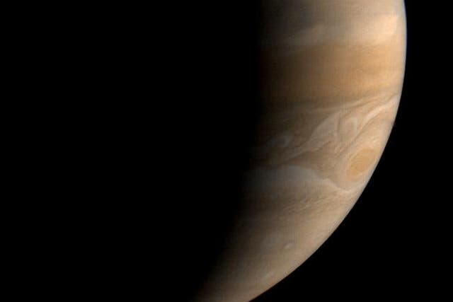 <p>Jupiter as seen by Nasa’s Voyager 1 spacecraft in 1979</p>