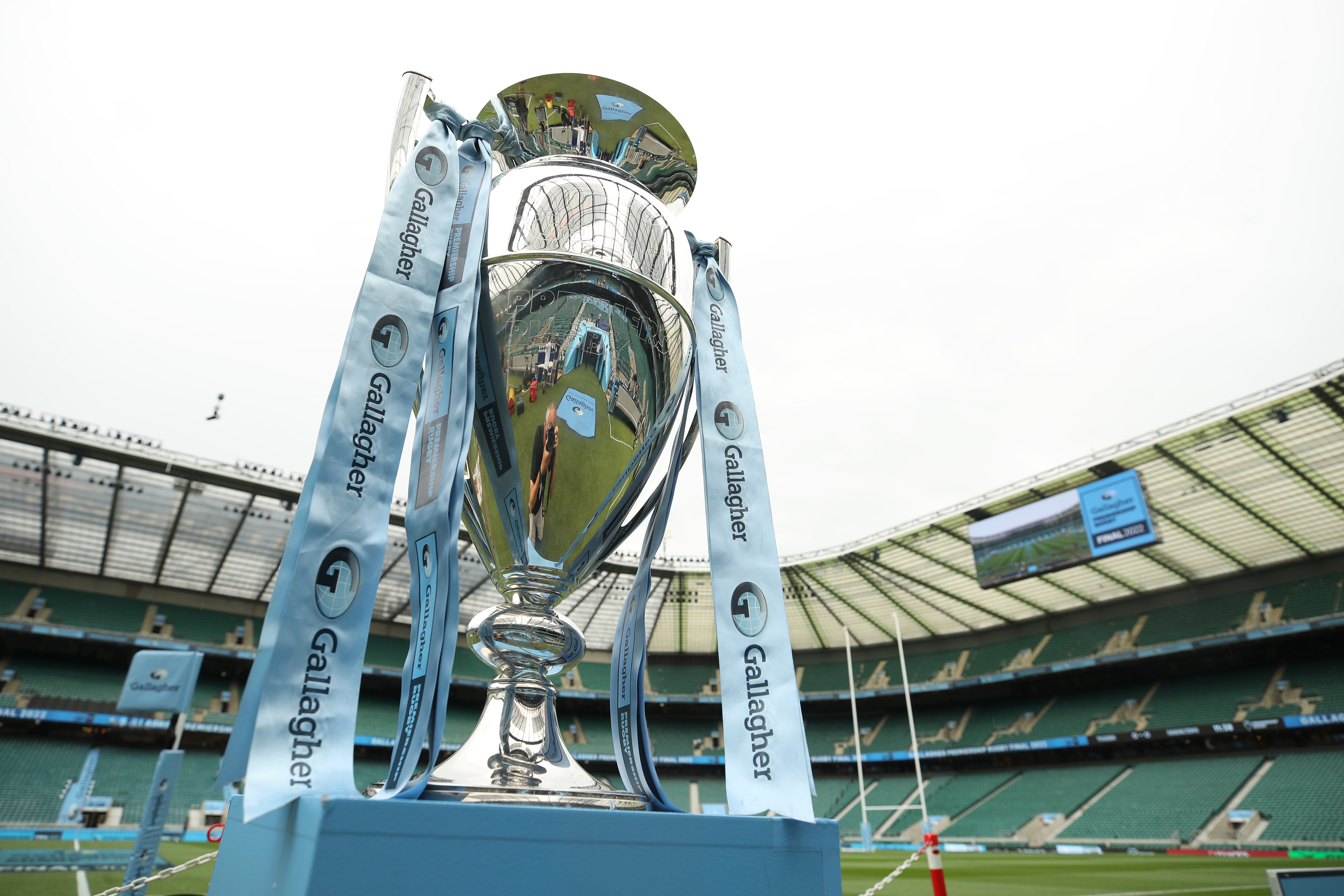 The Gallagher Premiership trophy awaits the winner at Twickenham