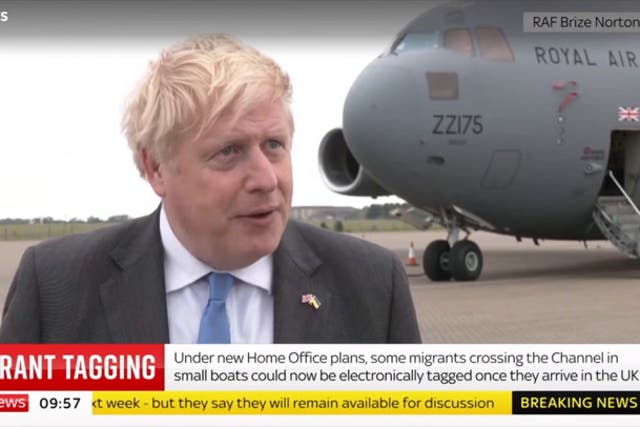 <p>Boris Johnson defends plans to electronically tag asylum seekers</p>